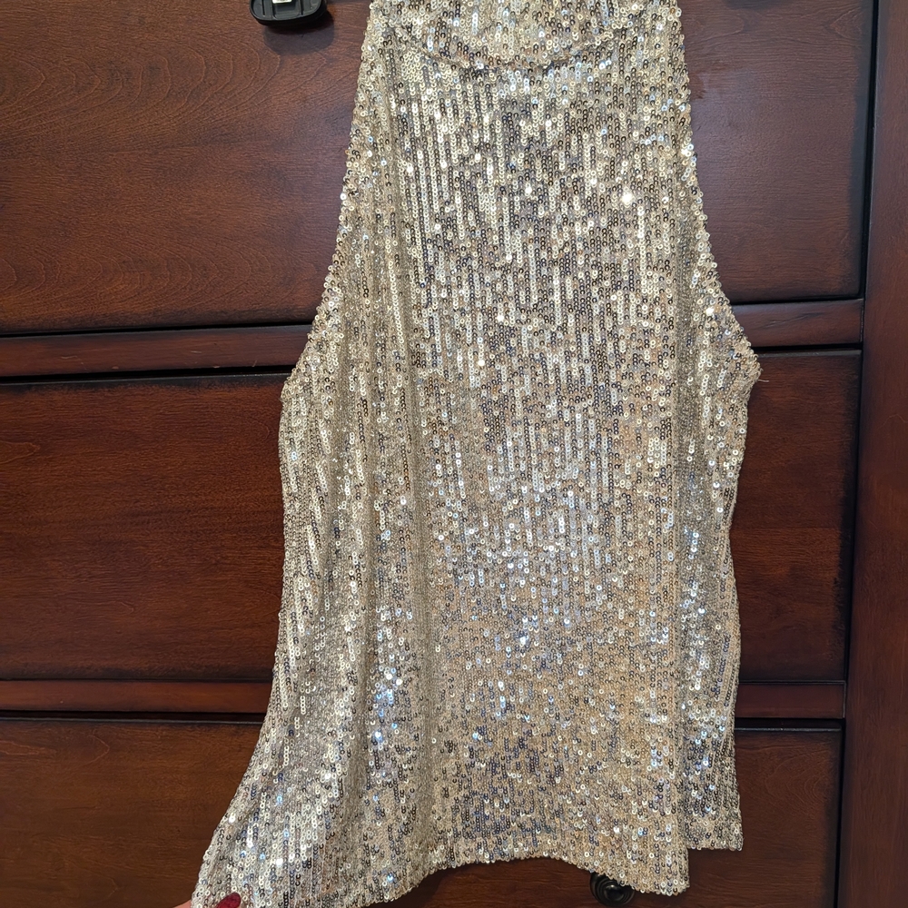 Silver Sequin Women's Halter Top
